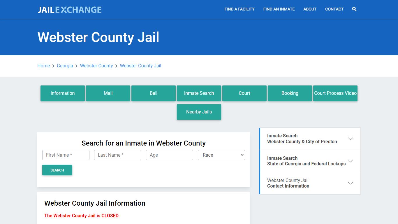 Webster County Jail Roster Lookup, GA, Inmate Search